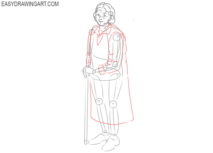 how to draw an old lady for beginners