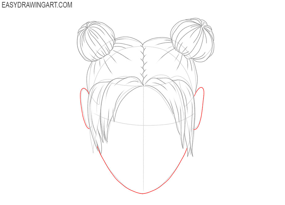 simple hair buns drawing