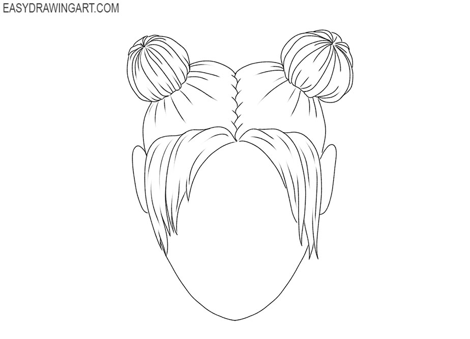 cute hair buns drawing