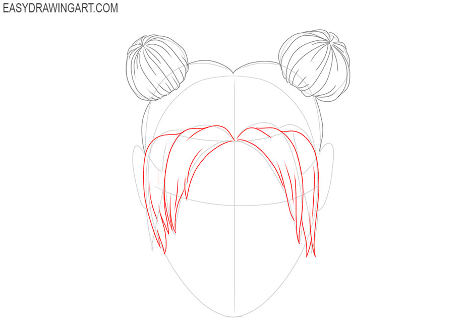 hair buns drawing guide