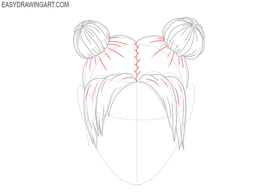 hair buns drawing for kids