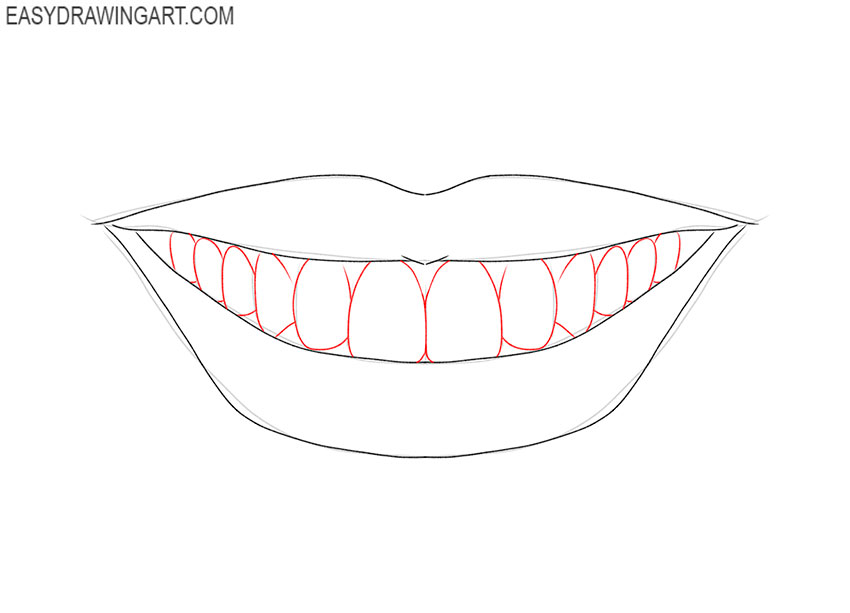 how to draw teeth cartoon