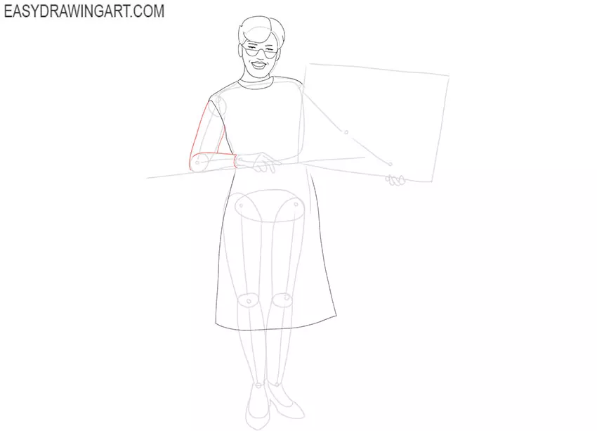 how to draw a cute teacher