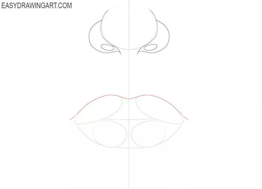 simple Nose and Lips drawing