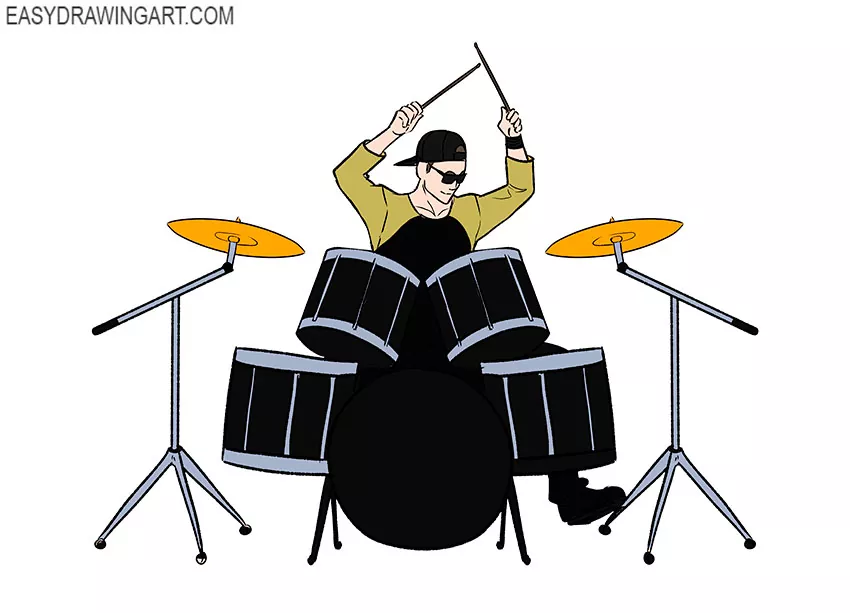 how to draw a drummer