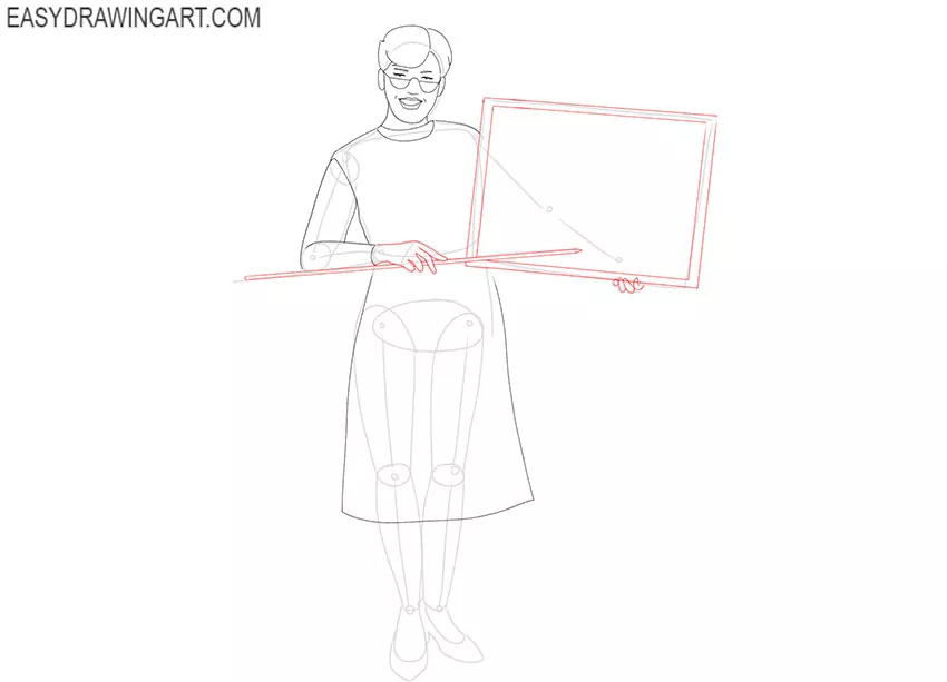 how to draw a teacher easily