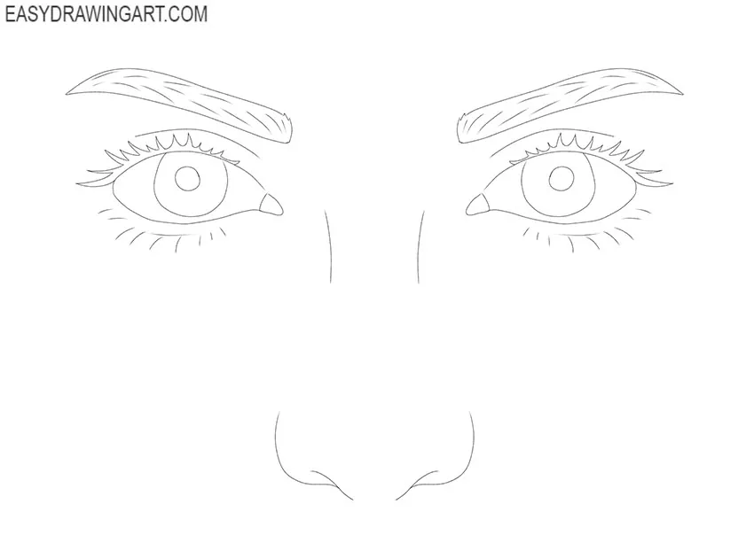 how to draw eyes and nose for beginners
