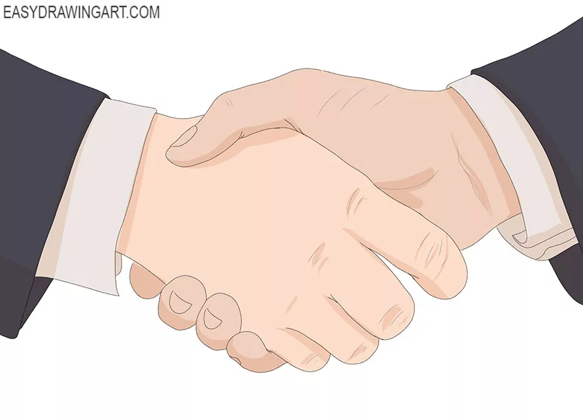 simple handshake drawing step by step