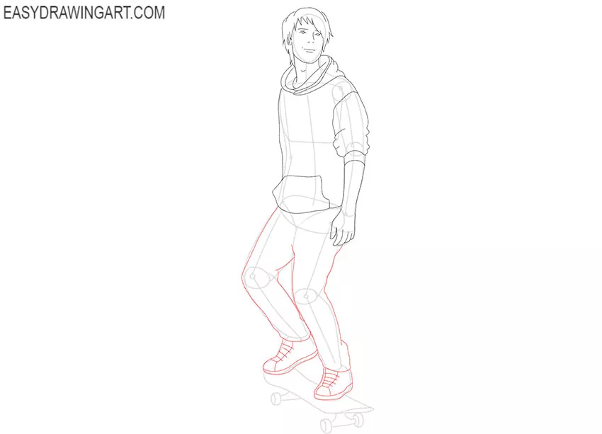 Skateboarder drawing step by step