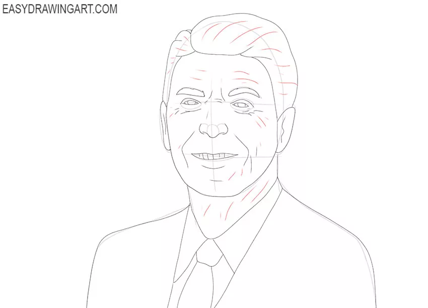 How to Draw Ronald Reagan Easy Drawing Art