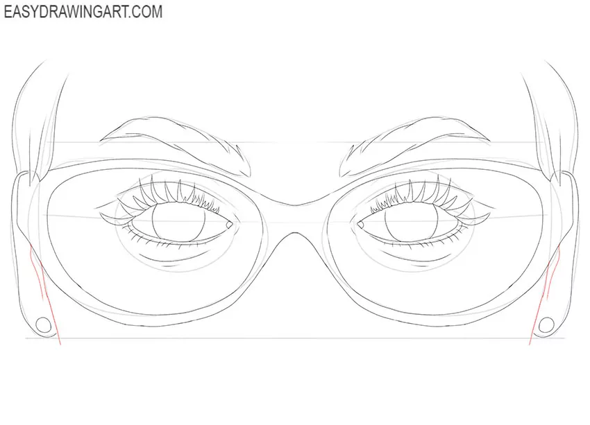 Eyes with Glasses drawing step by step
