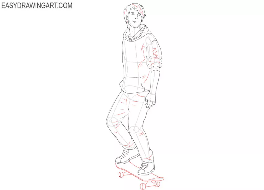 Skateboarder drawing easy