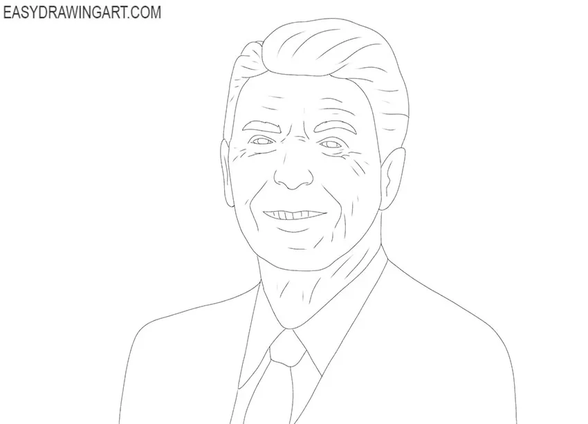 cartoon Ronald Reagan drawing