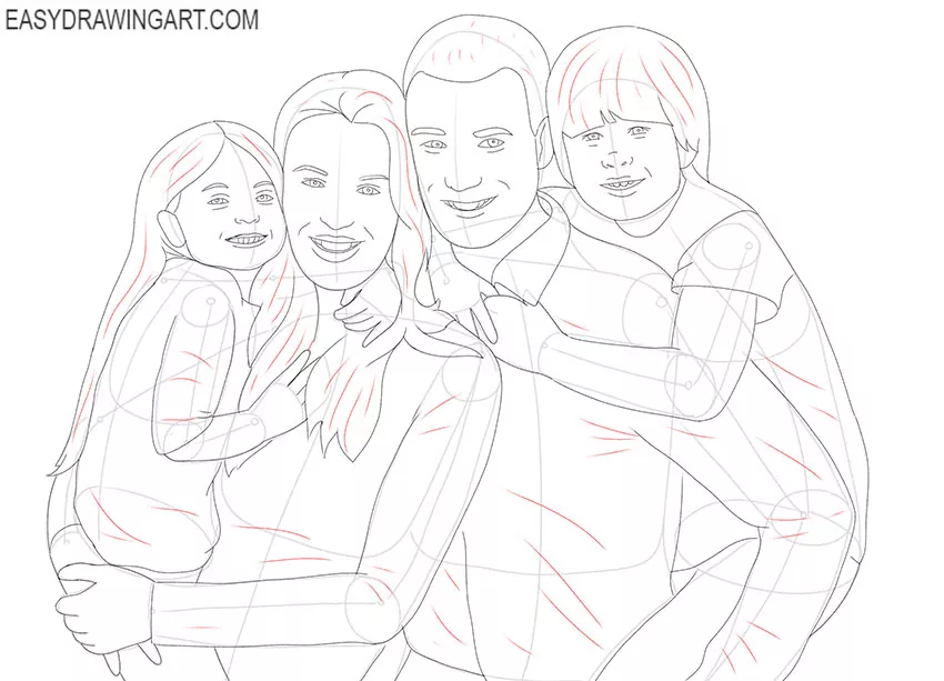 Child hand drawing of happy family Royalty Free Vector Image