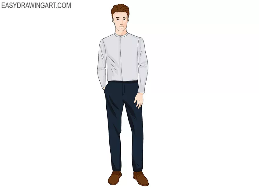 Drawing cartoon man standing character male Vector Image