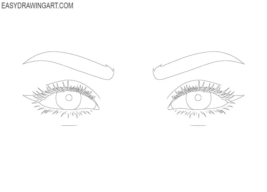 how to draw cute female eyes