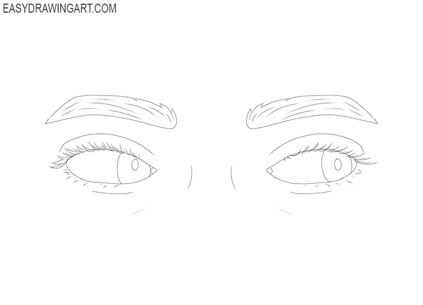 simple Eyes Looking to the Side drawing for beginners