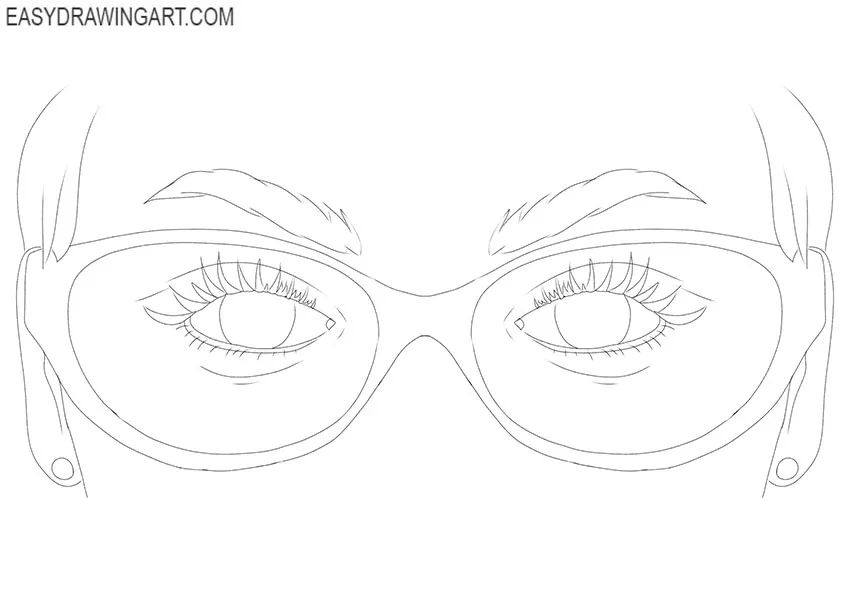 simple Eyes with Glasses drawing for beginners