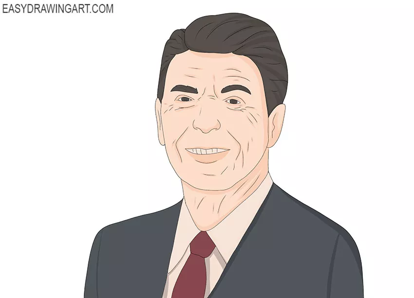How to Draw Ronald Reagan Easy Drawing Art