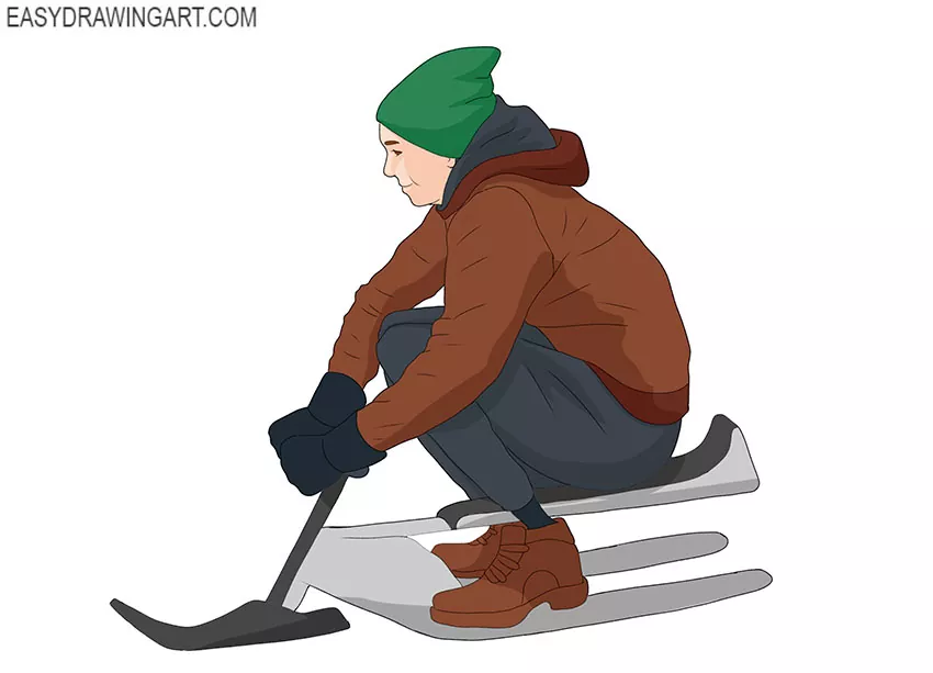 How to Draw a Sledding Easy Drawing Art