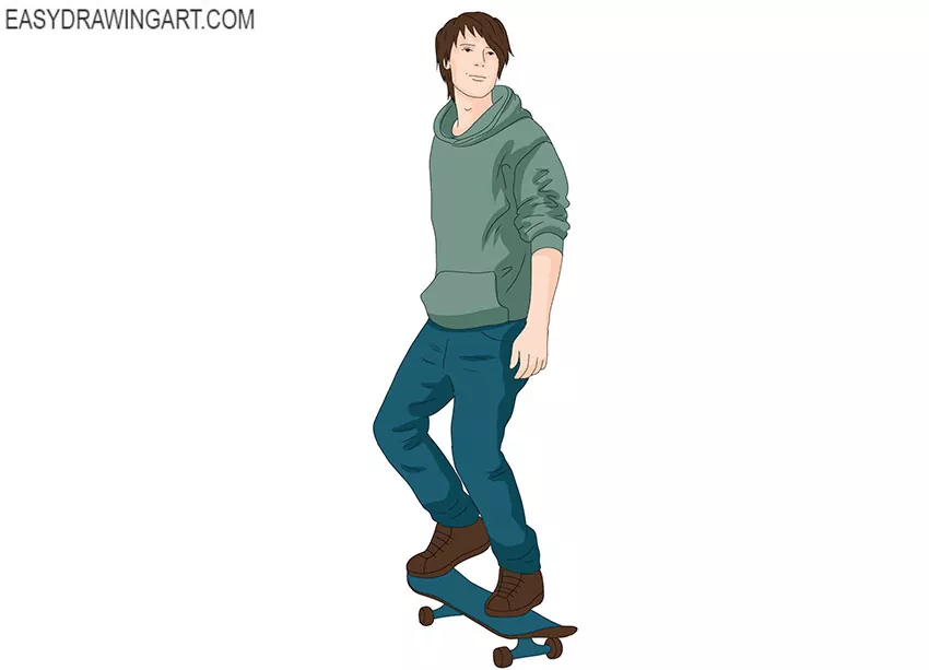  Skateboarder drawing cartoon and simple
