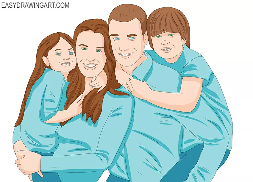 How to Draw a Family Easy Drawing Art