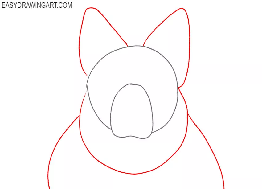 how to draw a german shepherd head step by step