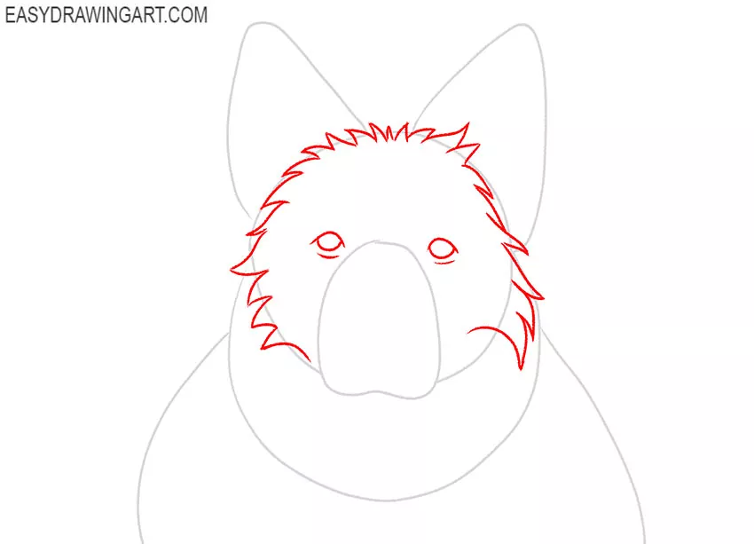 how to draw a german shepherd dog head
