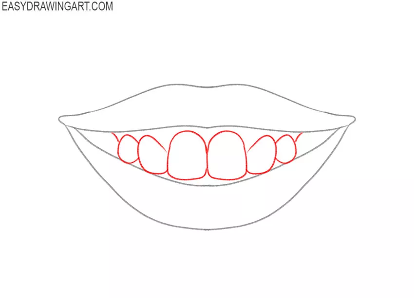 how to draw a mouth with braces