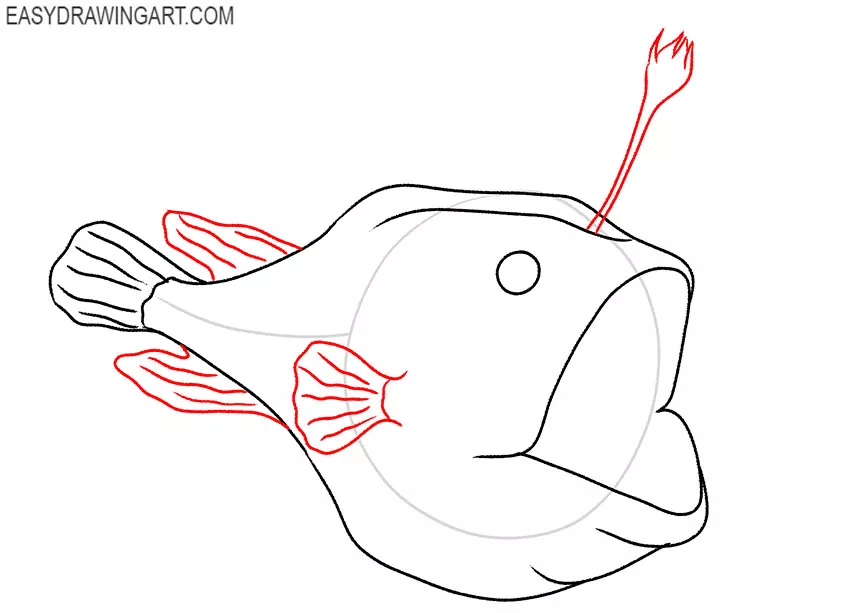how to draw a cartoon anglerfish