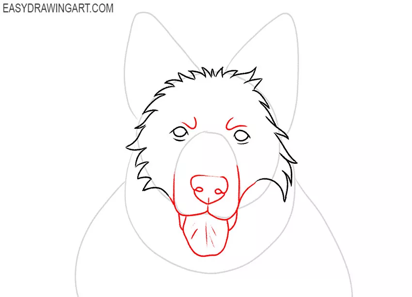 how to draw a german shepherd face easy