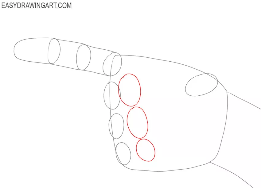 how to draw a pointing finger side view