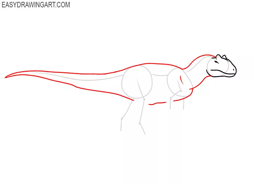 how to draw allosaurus for beginners