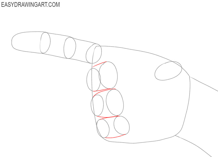 how to draw a pointing finger step by step