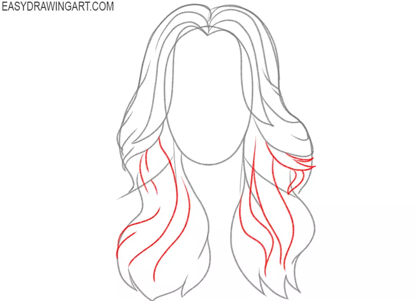 how to draw wavy hair female step by step