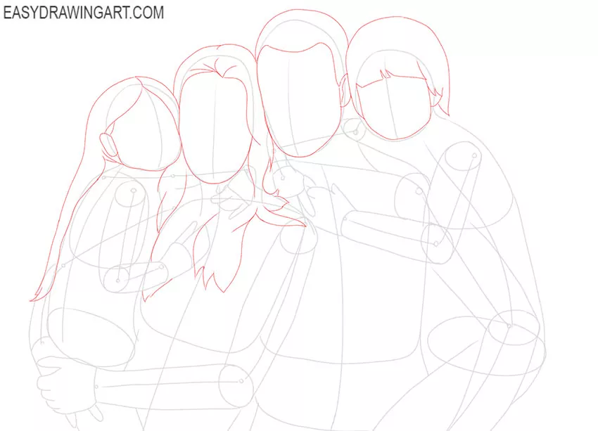 how to draw a family portrait step by step