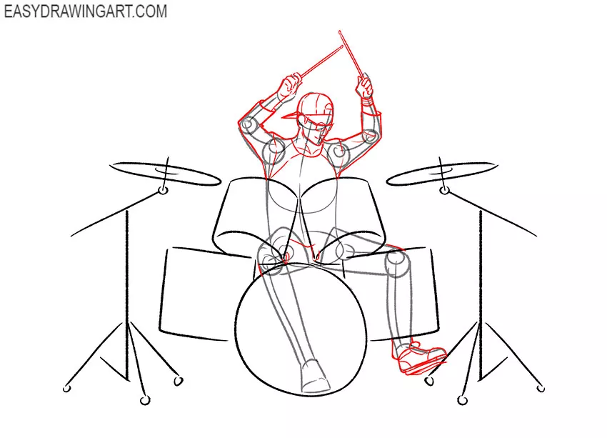 cartoon drummer drawing
