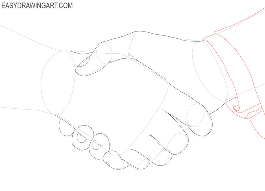 how to draw a handshake cartoon