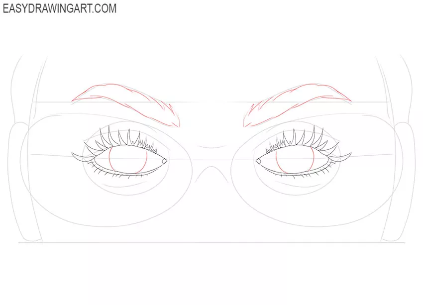 Eyes with Glasses drawing guide