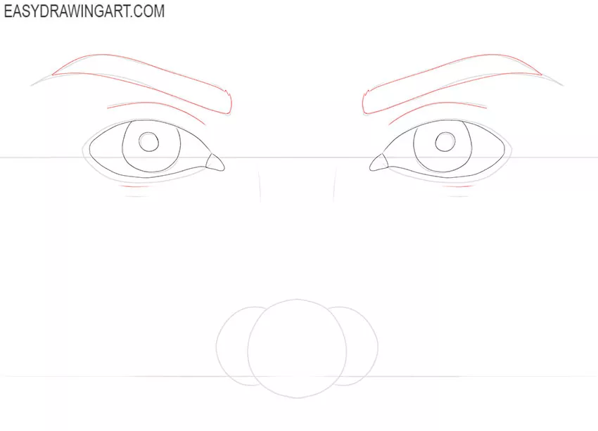 cartoon eyes and nose drawing
