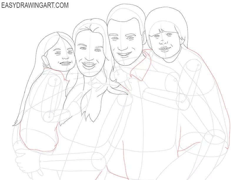 how to draw a cute family