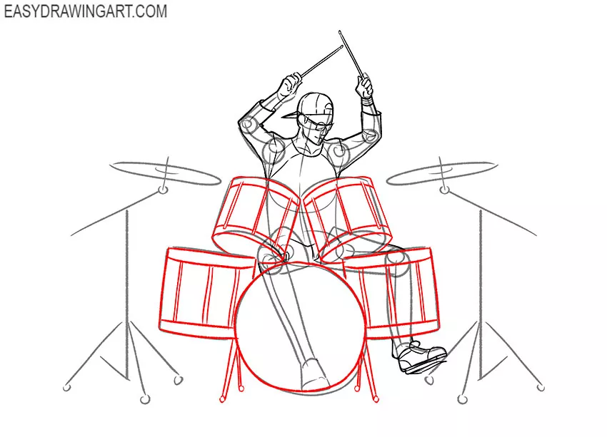 realistic drummer drawing