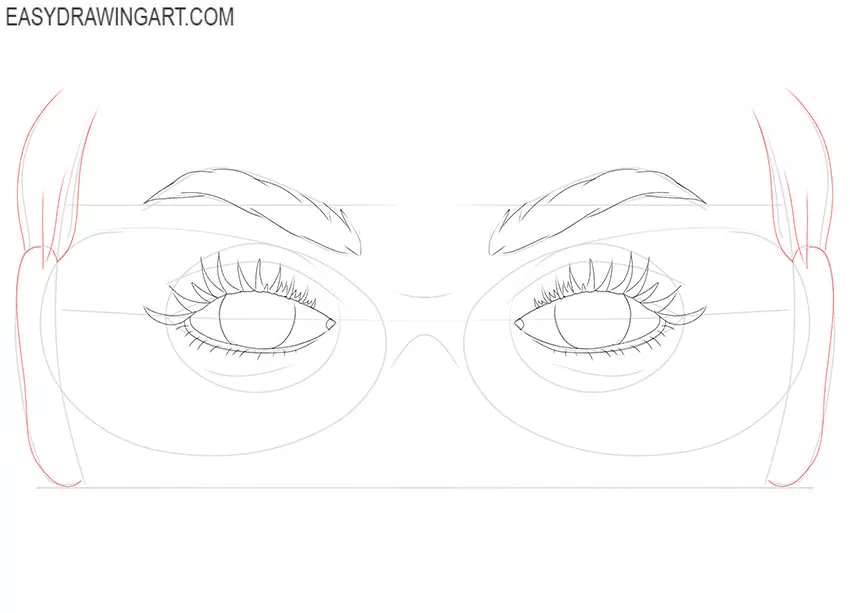 simple Eyes with Glasses drawing