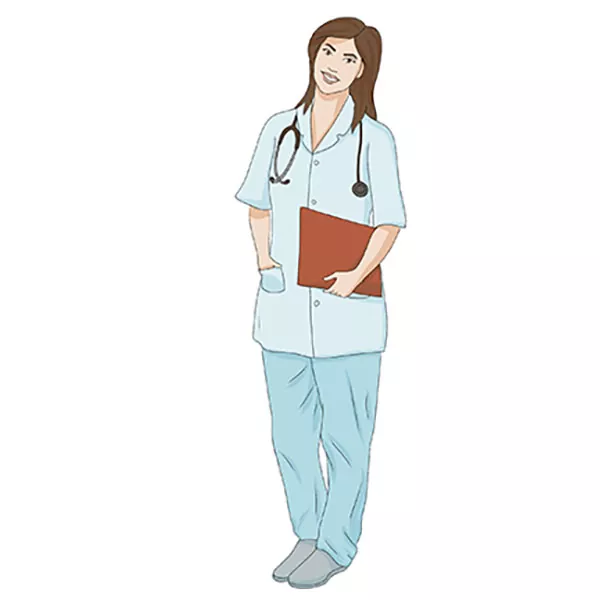 Premium Vector | Illustration line drawing of a young medical doctor  wearing uniform scrubs looking at the camera