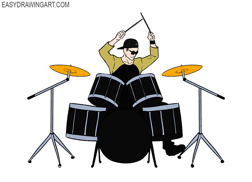 how to draw a drummer