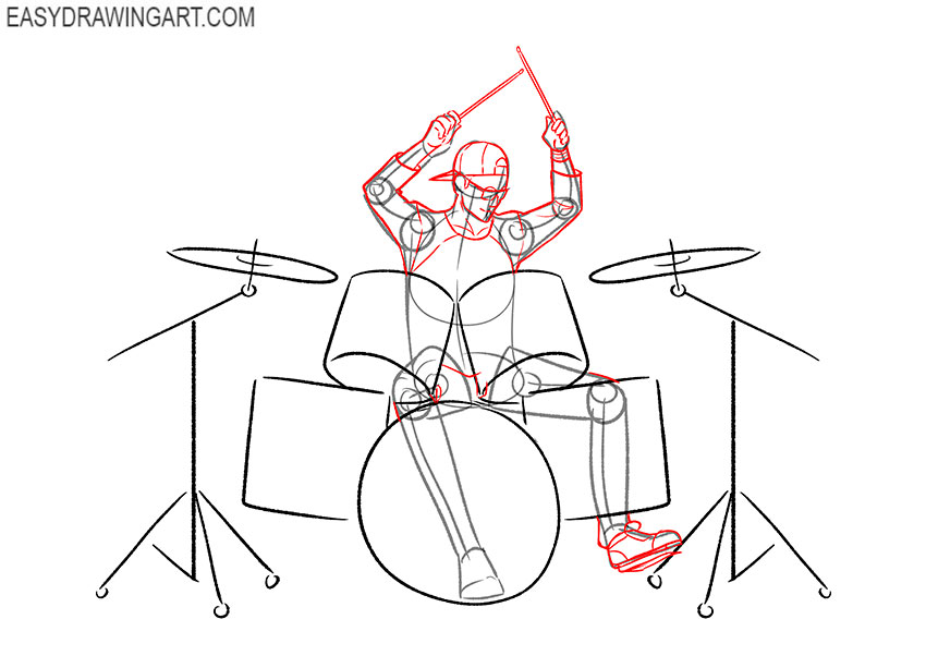 cartoon drummer drawing
