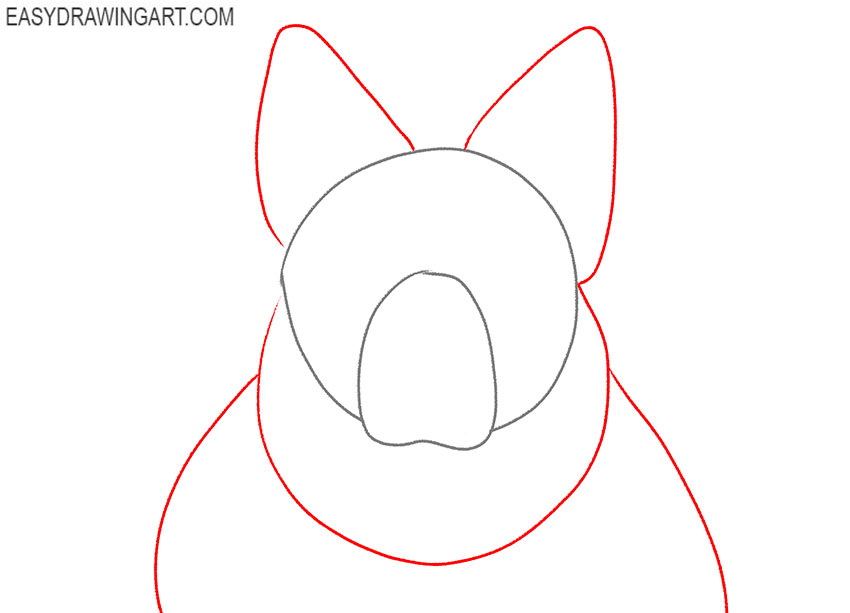 how to draw a german shepherd head step by step