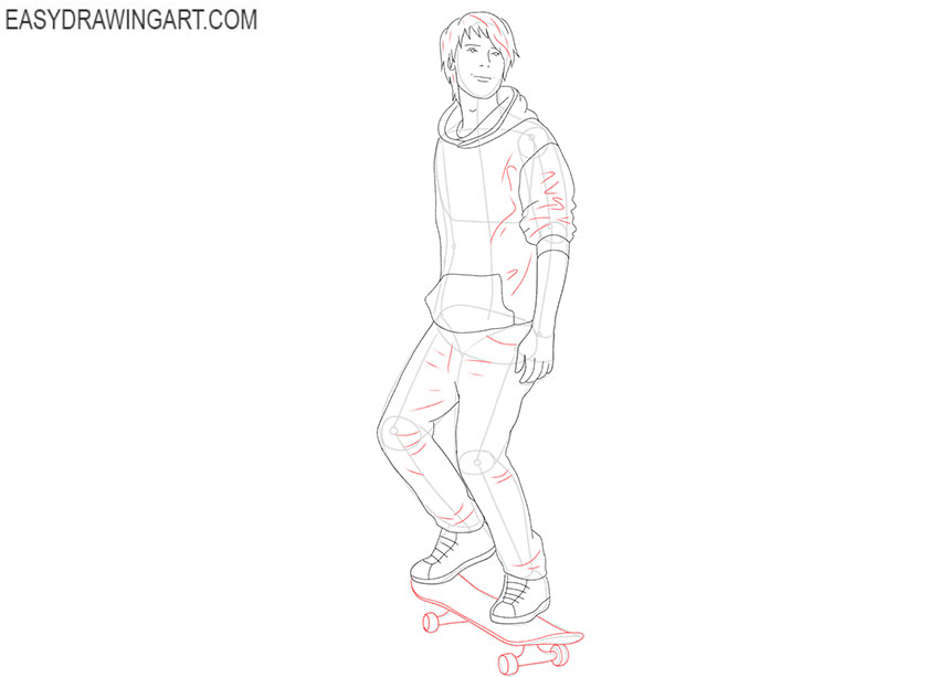 Skateboarder drawing easy