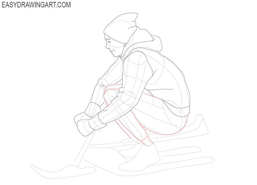 Sledding drawing step by step