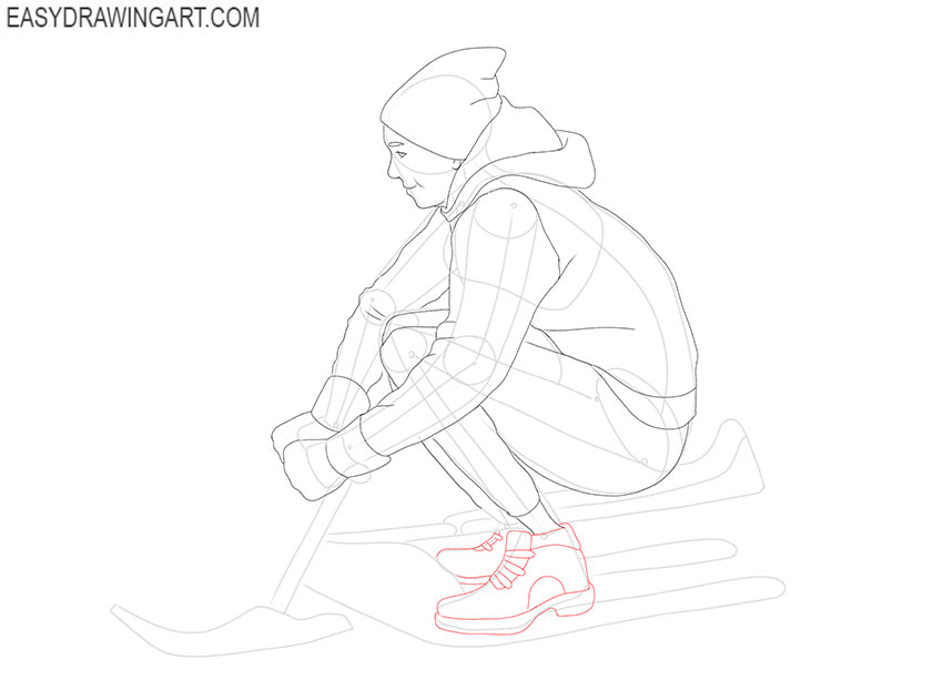 Sledding drawing for beginners